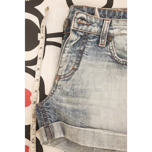 ONLY Distressed Denim Shorts Stretchy Blue Light Wash 40 - Picture 3 of 8